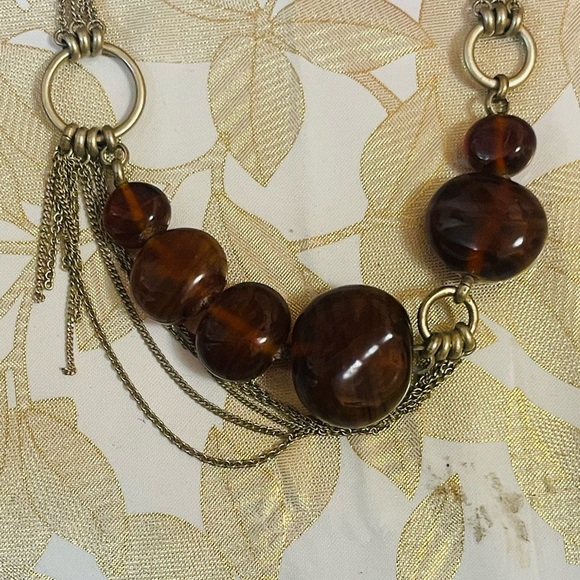 VTG Kenneth Cole Brown Glass Beaded Necklace Multi-Chain Adjustable 16-18” - Picture 3 of 8